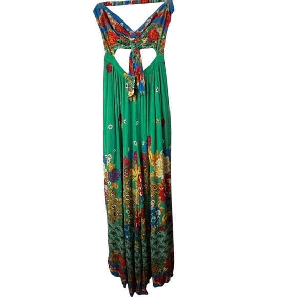 Free People Bali Birds of Paradise Floral Flowy Strapless Wide Leg Jumpsuit SZ S - Picture 5 of 15
